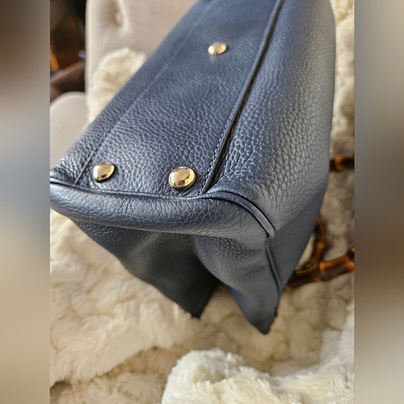 GUCCI 2 Way Bamboo Leather Small Shopper Navy 336032 - Picture 9 of 17